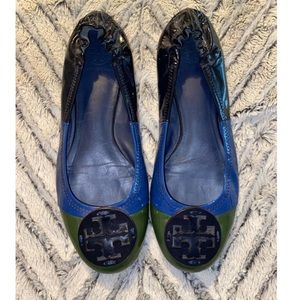 Tory Burch Patent Leather Blue/Green Flat